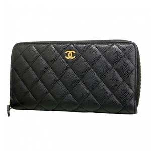CHANEL Authentic Black Caviar Leather Wallet